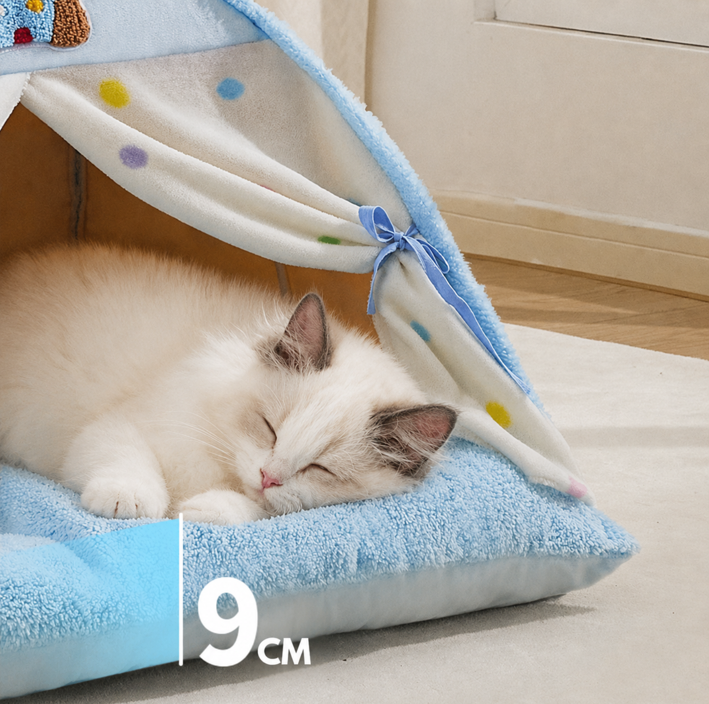 Door Curtain Tent Pet Bed with Double-Sided Mat
