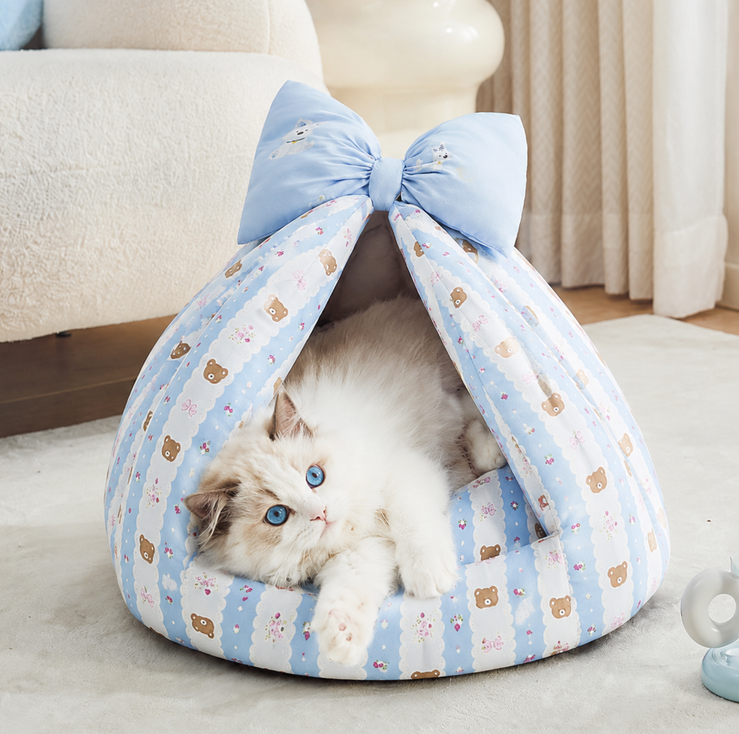Bowknot Teepee Pet Bed with Removable Cushion
