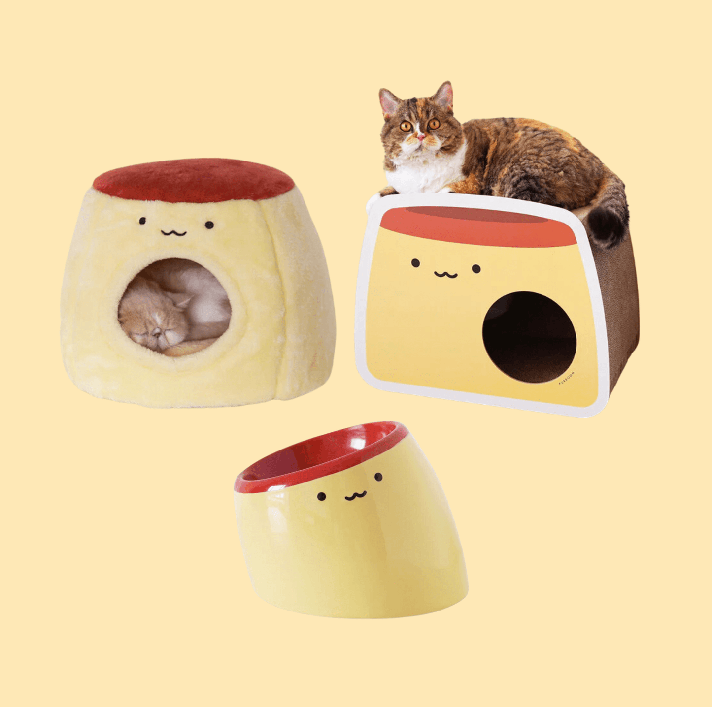 PURROOM Pudding-Themed Cat Comfort Bundle