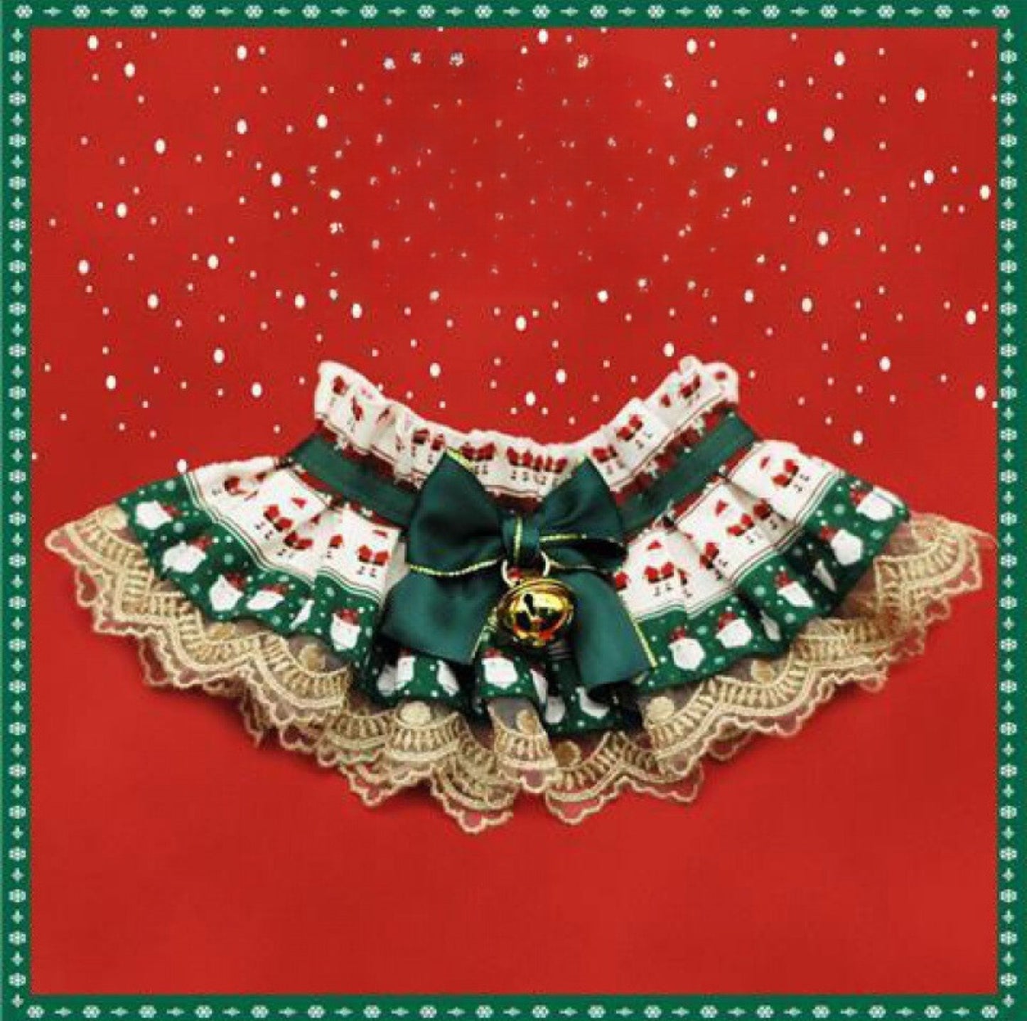 Adjustable Christmas Lace Bell Bandana: Festive Pet Accessory in Multiple Sizes & Styles