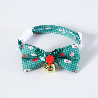 Adjustable Checkered Christmas Bow Tie Pet Collar