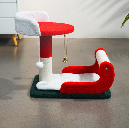 Christmas Sled-Shaped Multi-Level Cat Tree