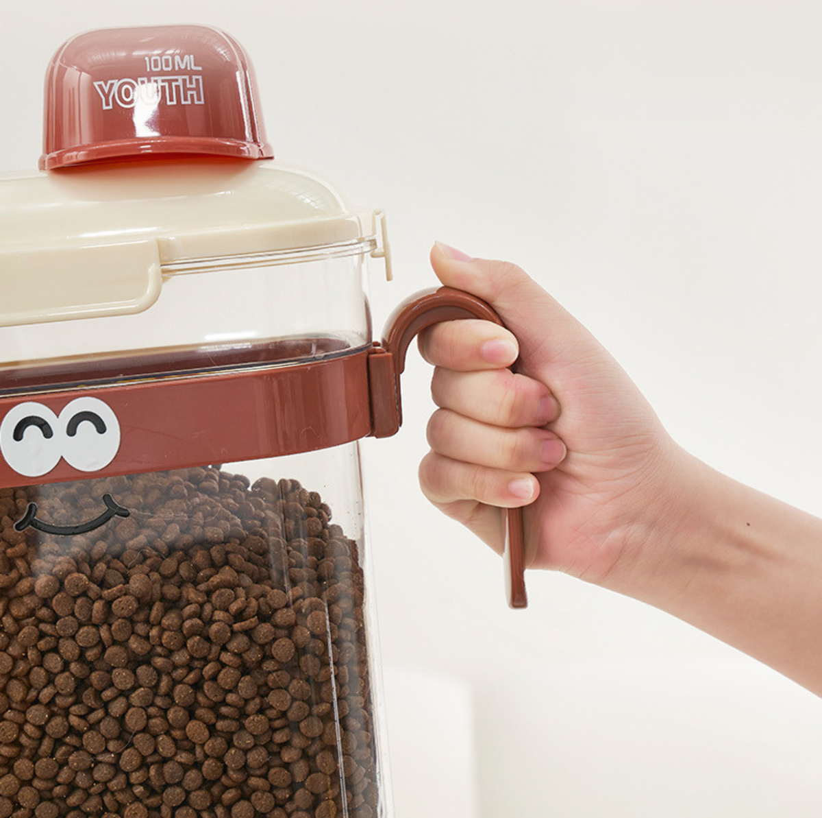 Large Cartoon-Style Sealed Pet Food Container with Measuring Cup - 3.6L