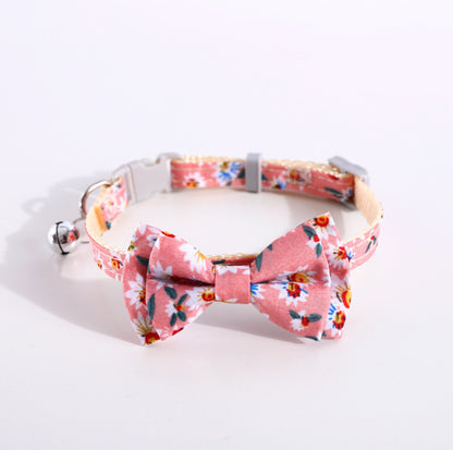 Adjustable Floral Bowtie Collar with Bell