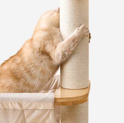 Solid Wood Adjustable Ceiling-Mounted Cat Tower - Style A