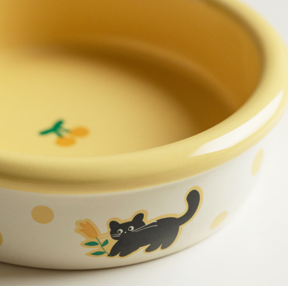 Patterned Ceramic Pet Feeding Bowl