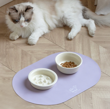 Waterproof Oval PU Leather Pet Food Mat