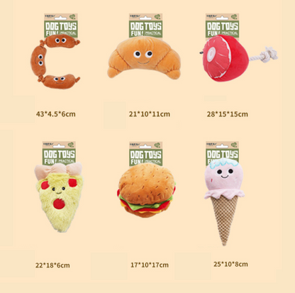 Fast Food Plush Squeaky Dog Toys - Burger