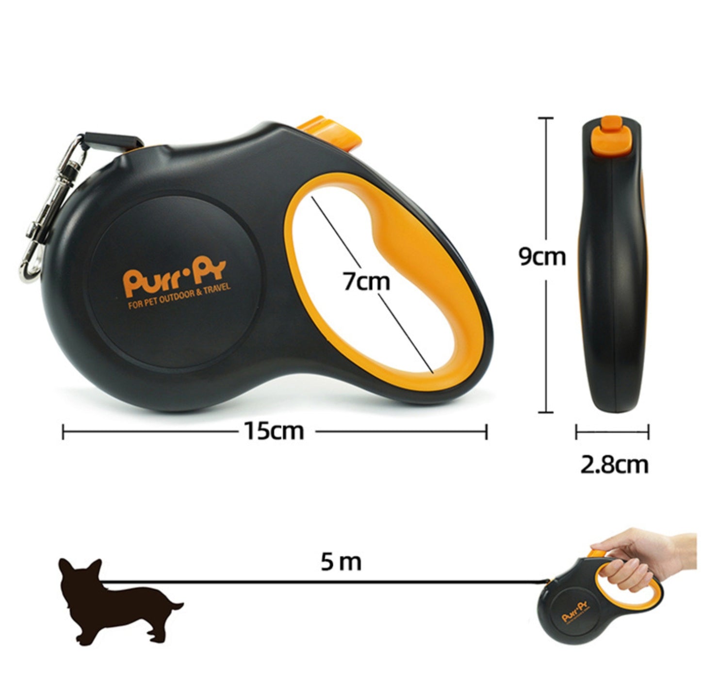 Purrpy Retractable Dog Leash - Reflective and Durable