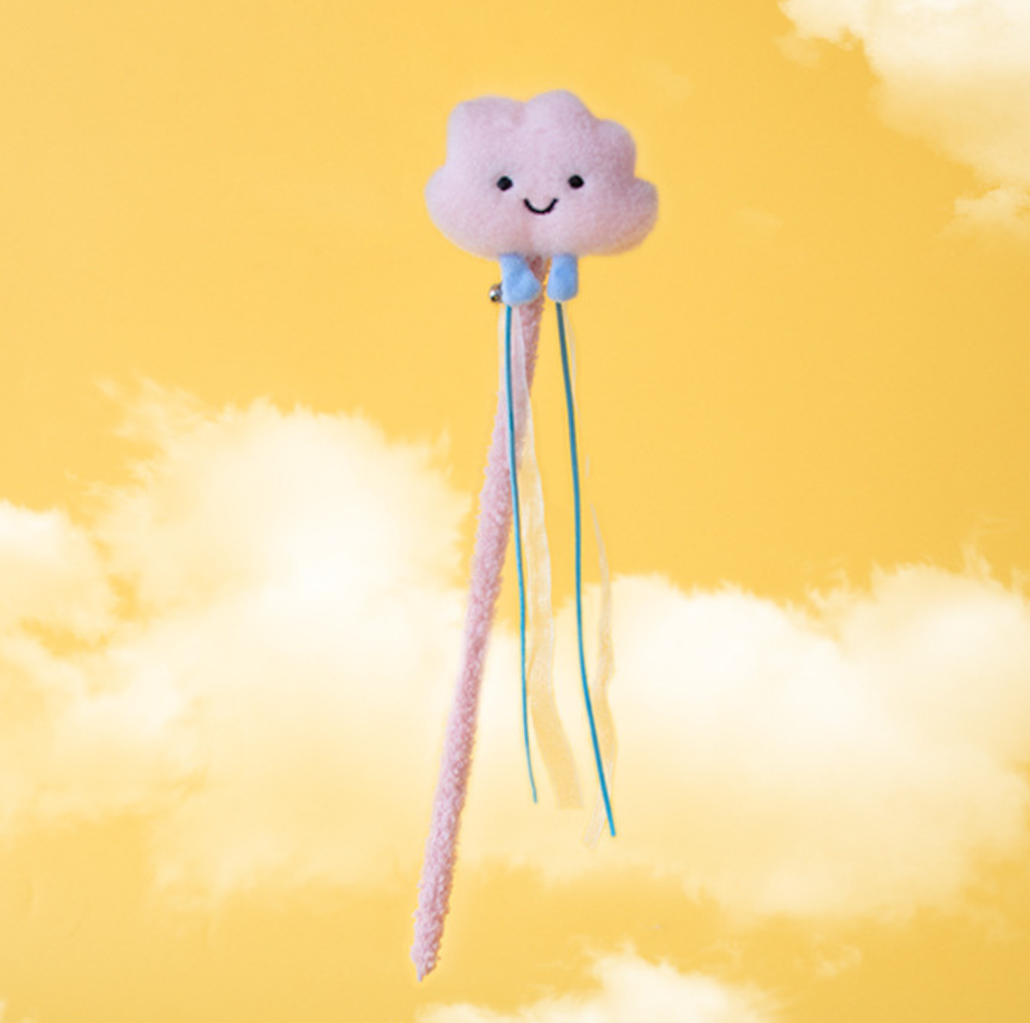 Cloud Plush Cat Teaser Wand with Ribbons