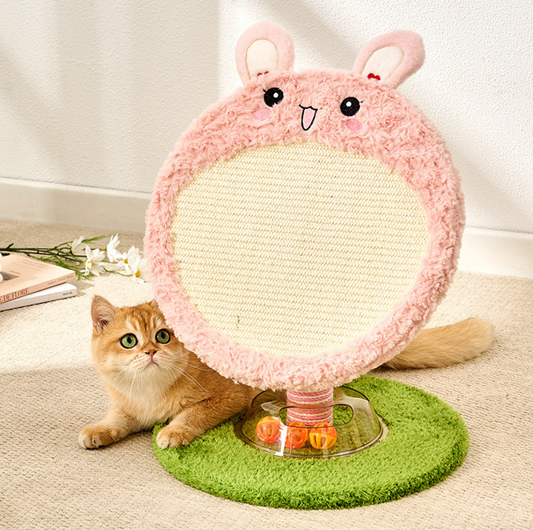 Bunny & Bear Round Sisal Cat Scratcher with Track Ball