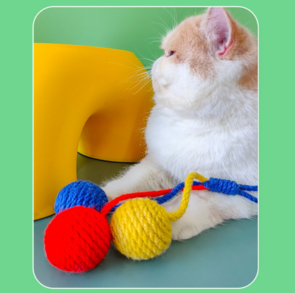 Colourful Sisal Hanging Cat Toy Ball