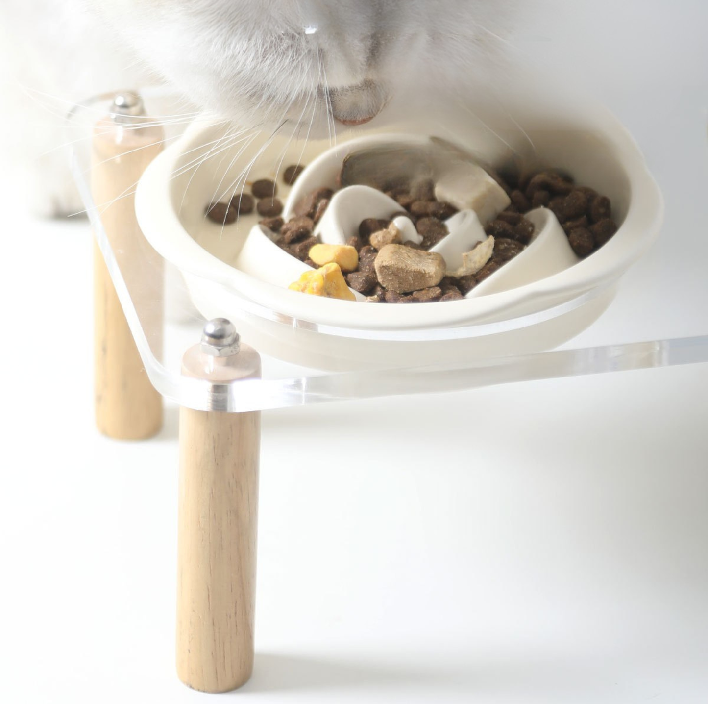 Ceramic Slow Feeder Bowl / Water Bowl with Optional Acrylic Stand