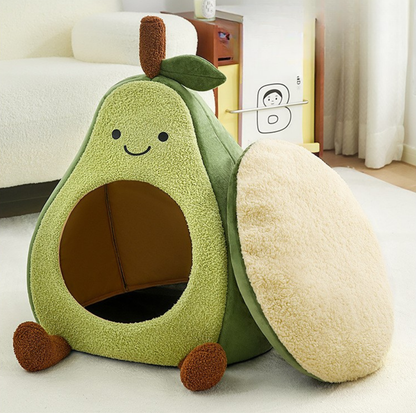 Avocado Enclosed Cat Bed with Double-Sided Cushion