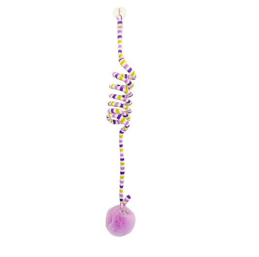 Hanging Elastic Cat Teaser Toy – Interactive Pom Ball with Suction Cup