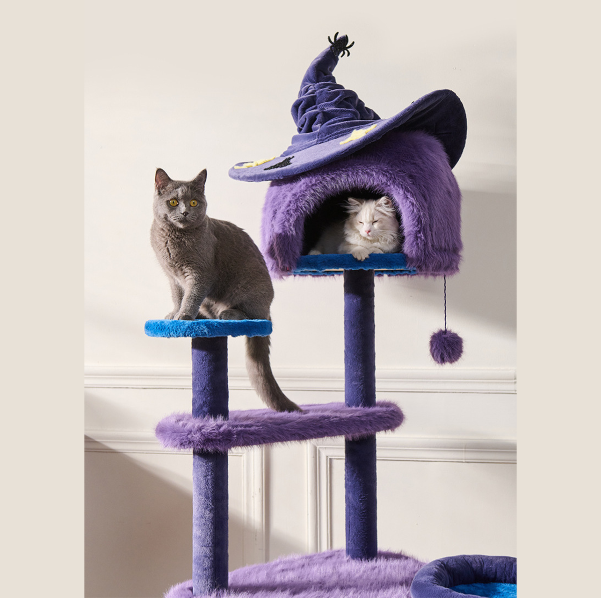 Halloween Witch Hat Cat Tree with Condo