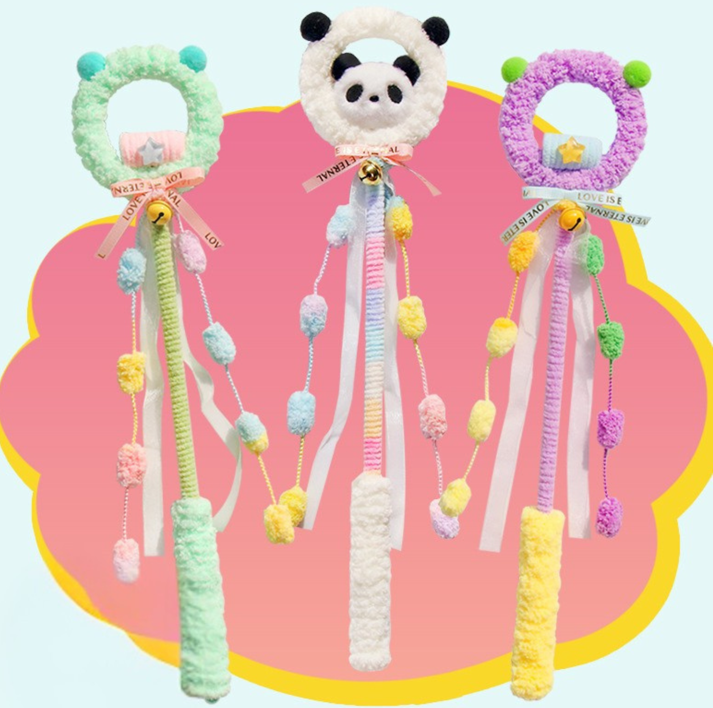 Fluffy Sound Cat Teaser Wand with Bell