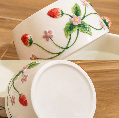 Strawberry Style Ceramic Pet Bowl