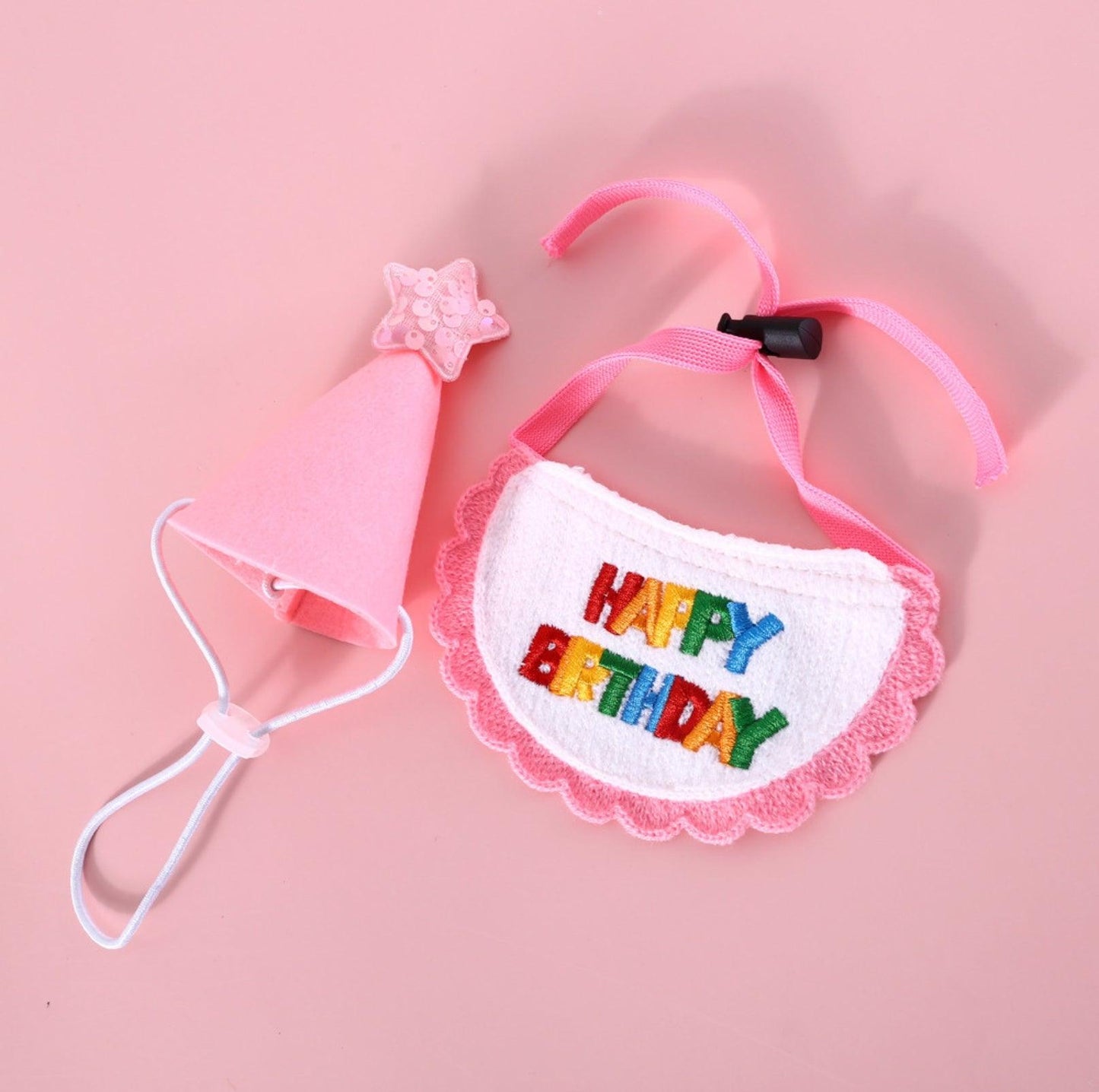 Pet Birthday Ensemble: Stylish Hat & Bib Accessory Set