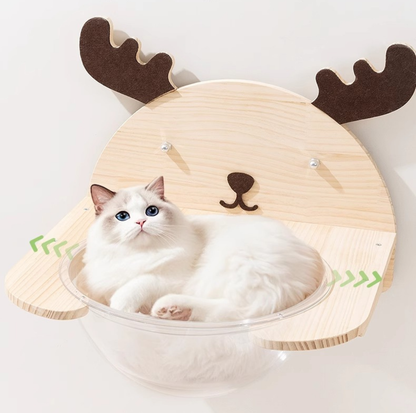 Elk-Themed Wall & Window Cat Playground Set (Screws & Suction Cups Included)