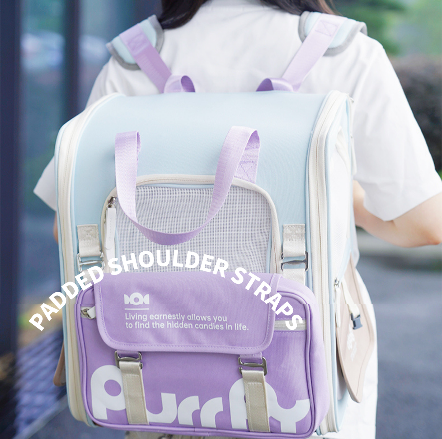 PurrPy Pet Travel Backpack with Detachable Mini Bag - Fresh Colours