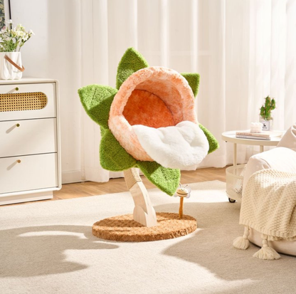 Chomper Bloom Cat Tree with Sisal Scratcher & Spring Toy – Orange