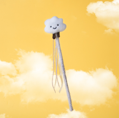 Cloud Plush Cat Teaser Wand with Ribbons