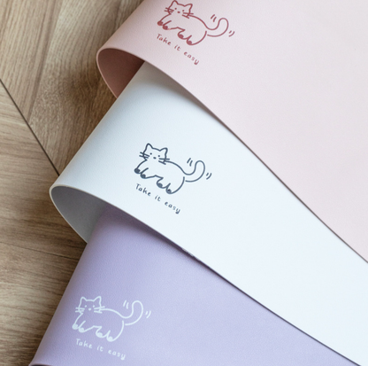Foldable Semi-Enclosed PU Leather Pet Food Mat