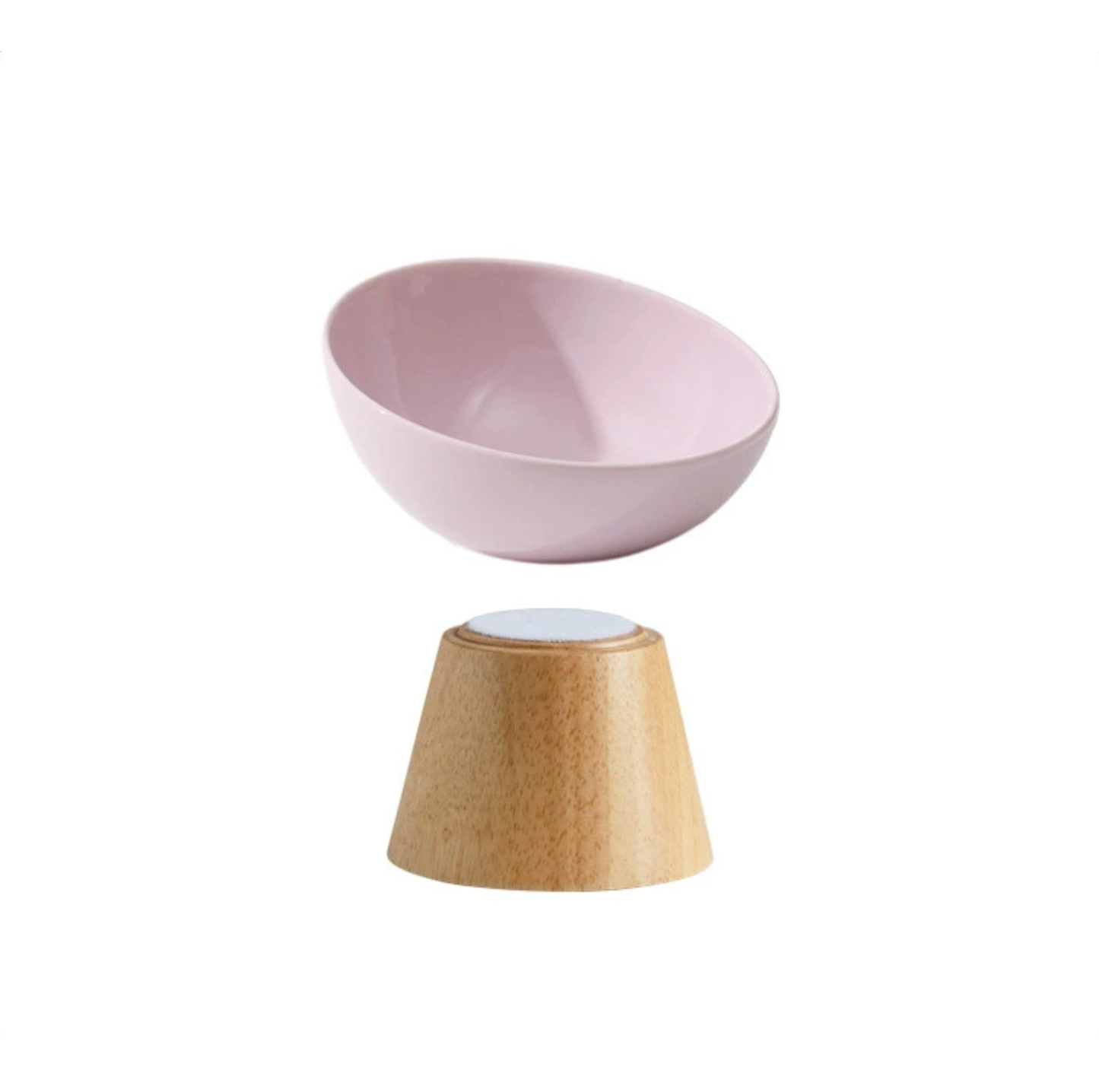 Elevated Round Ceramic Pet Bowl with Oak Base