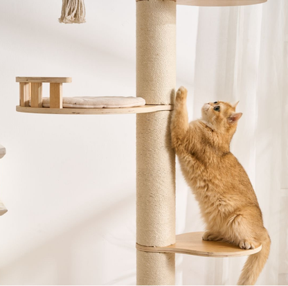 Adjustable Ceiling-Mounted Wooden Cat Tree - V01 (250-300cm)