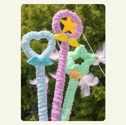 Magic Wand Plush Cat Teaser Toy with Feathers & Bells