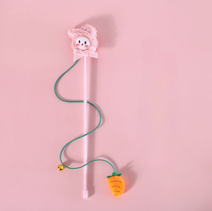 Animal Style Plush Cat Teaser Wand with Bell Cat Toy