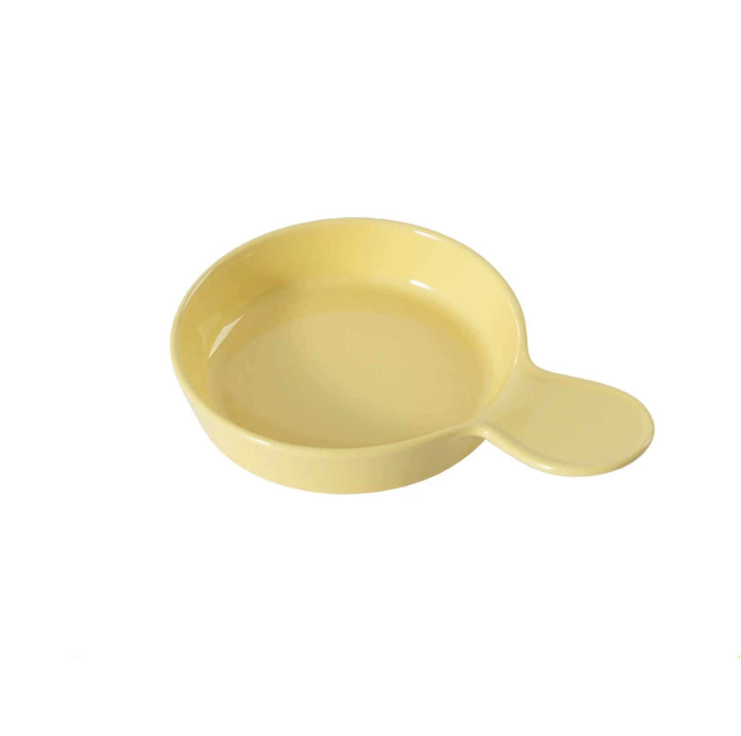 Pan-Style Ceramic Pet Feeding Bowl with Handle
