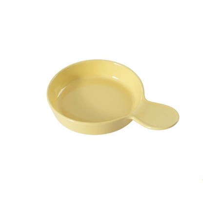 Pan-Style Ceramic Pet Feeding Bowl with Handle