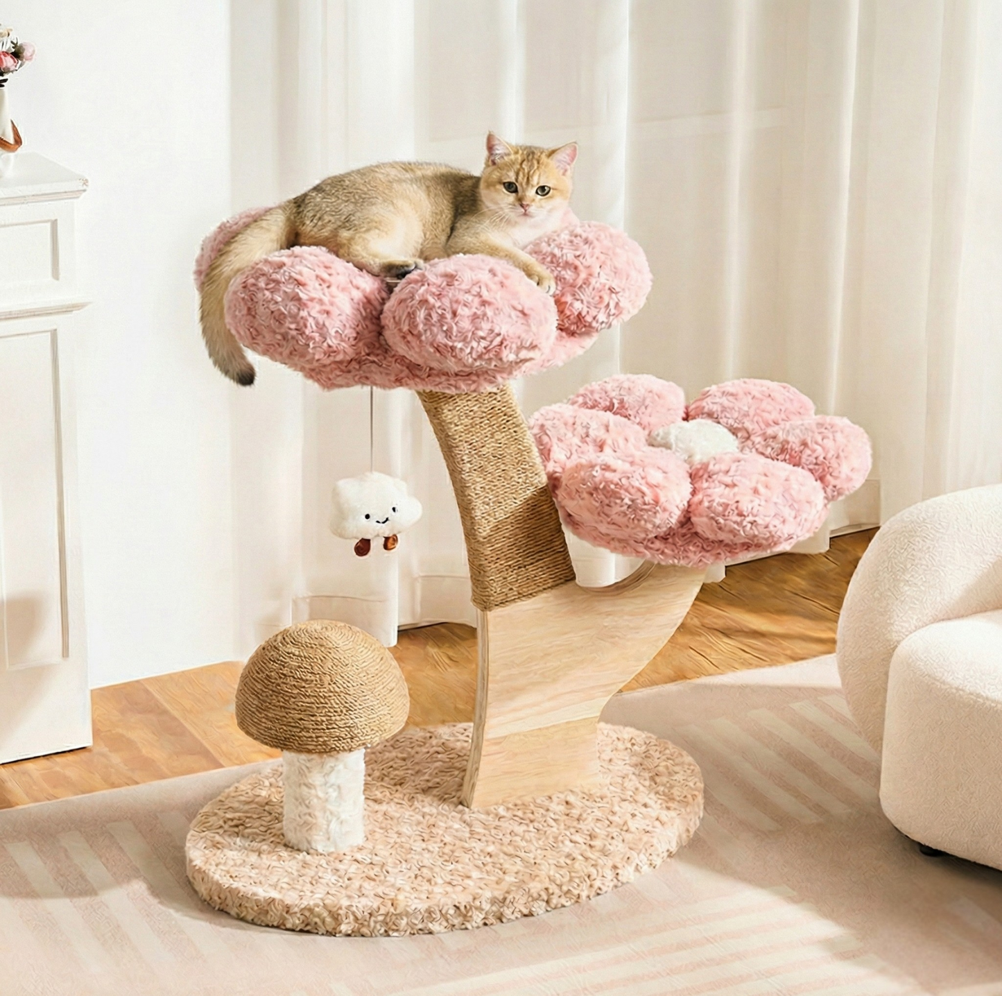 Flower Series Cat Tree – Pink Bloom (2 Platforms)