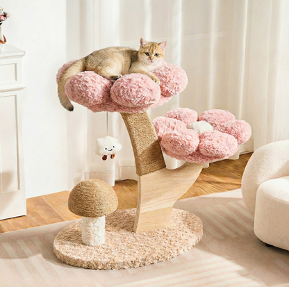 Flower Series Cat Tree – Pink Bloom (2 Platforms)