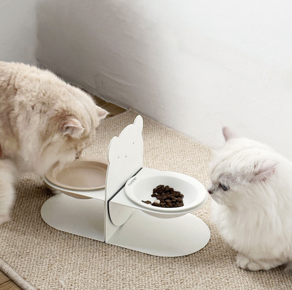 Magnetic Adjustable Elevated Ceramic Pet Bowl with Bear-Shaped Stand
