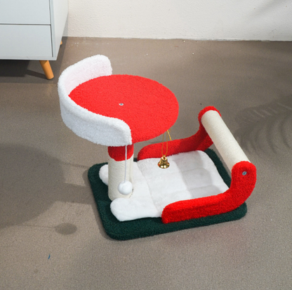 Christmas Sled-Shaped Multi-Level Cat Tree