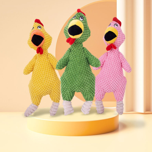 Squeaky Chicken Plush Dog Toy with Built-in Squeaker