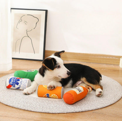 Sippin' Smiles Plush Pet Chewing Toy Set with Interactive Squeakers