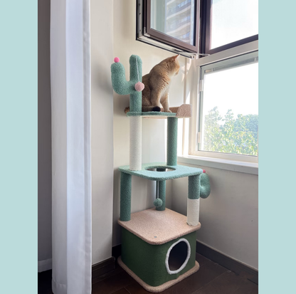 Cactus-Styled Cat Climbing Tree