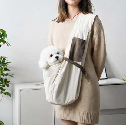 Warm Corduroy Pet Sling Carrier Bag for Small Pets Up to 6 kg