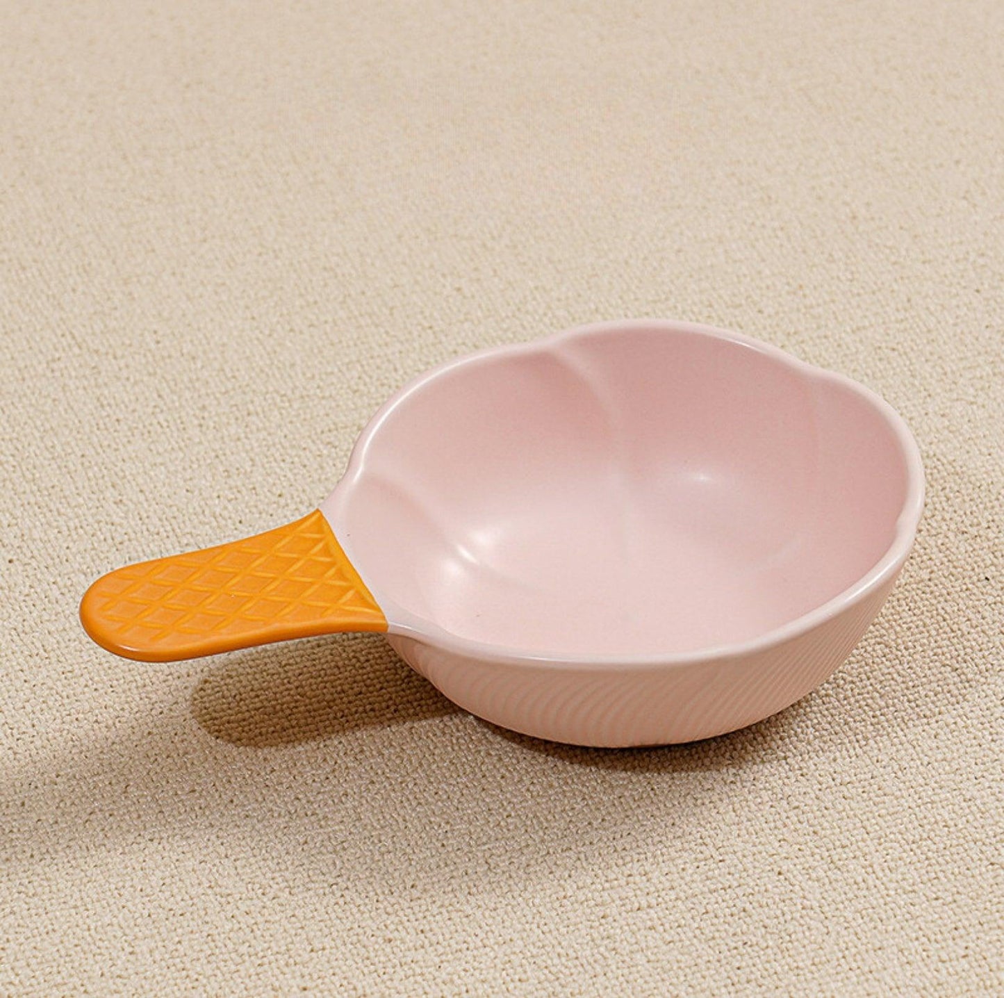 Sweet Ice-Cream Ceramic Pet Bowl with Handle Cat Bowl Small Dog Bowl