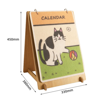 Playful Tuxedo Cat Calendar-Style Scratcher Board