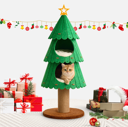 Felt Fabric Christmas Tree Cat Climbing Tower