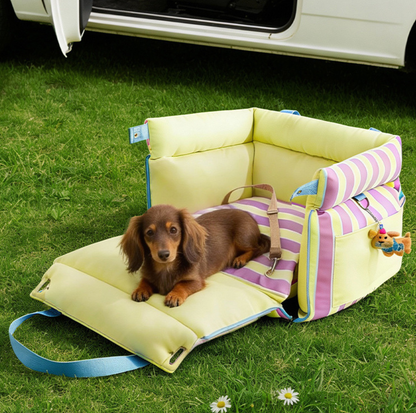 Water-Resistant Convertible Pet Car Seat and Bed with Safety Clip