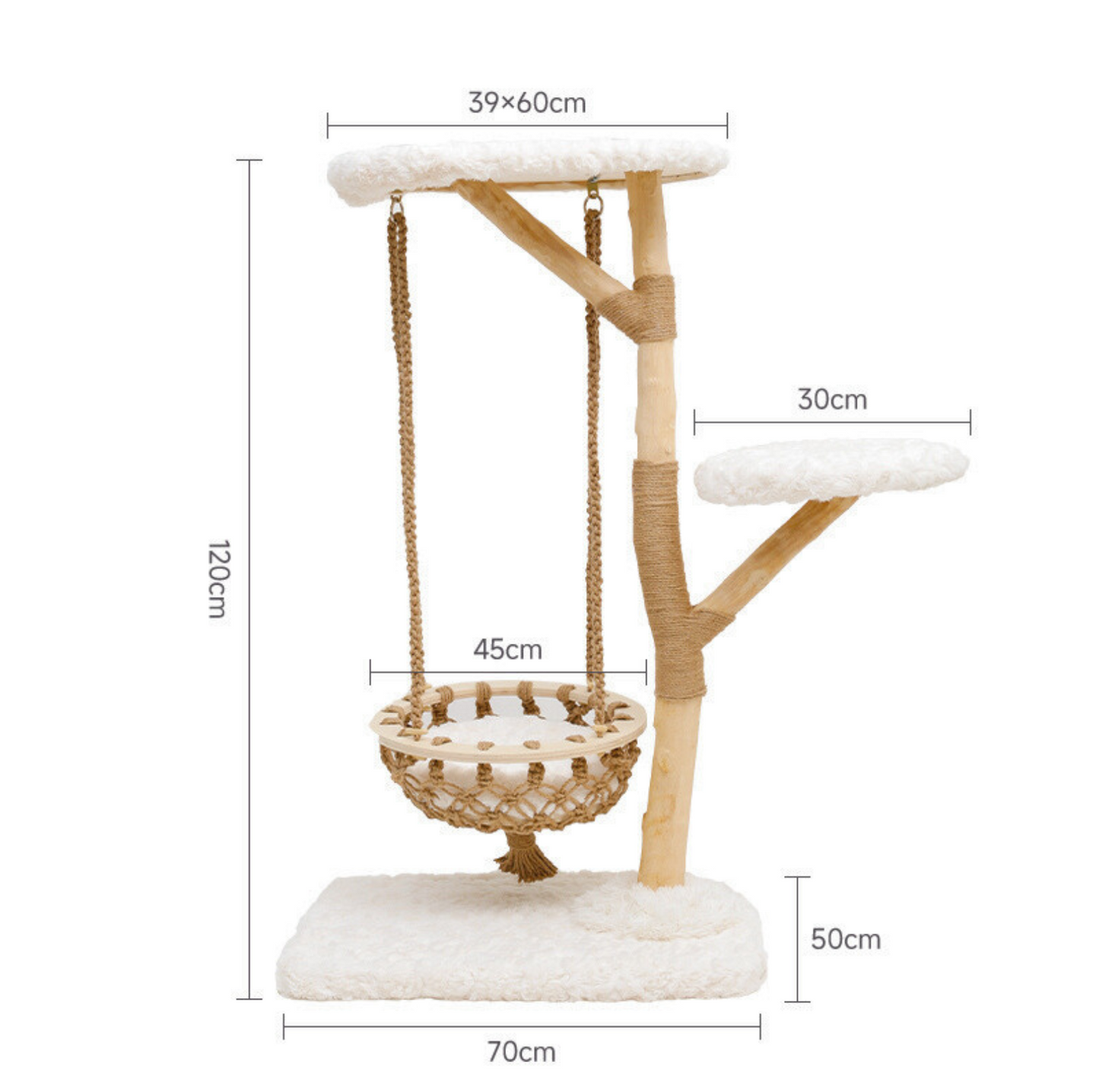 Cmisstree Cloud Series Cat Climbing Tree with Hammock - Natural Fruitwood with Plush Comfort