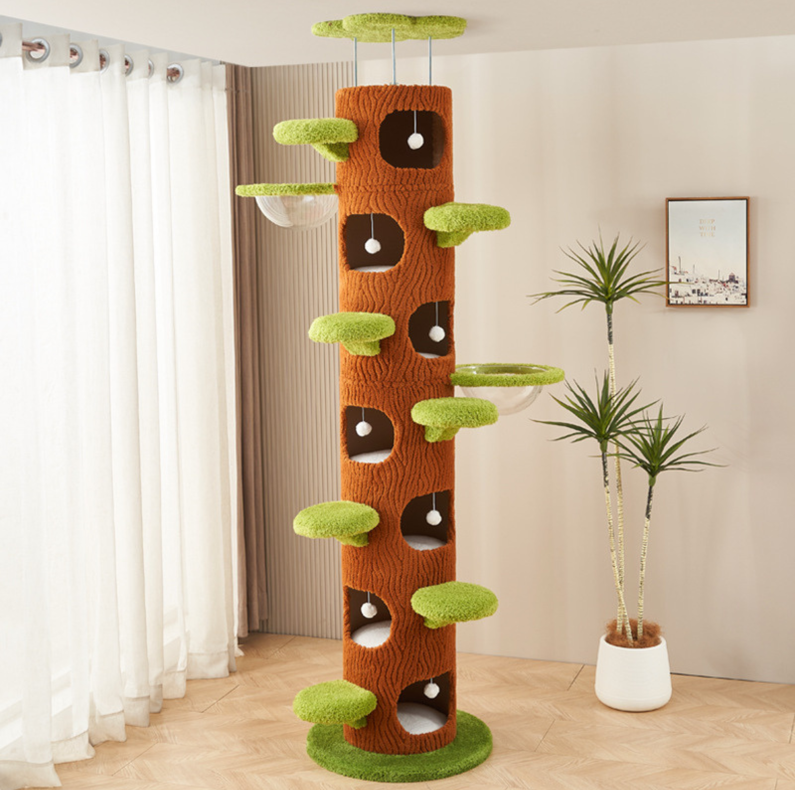 9-Level Floor-to-Ceiling Cat Tower with 7 Hideouts - {{product.type}} - PawPawUp