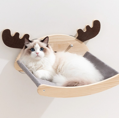 Elk-Themed Wall & Window Cat Playground Set (Screws & Suction Cups Included)