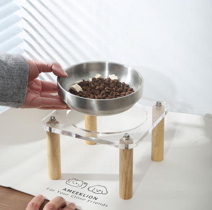 304 Stainless Steel Pet Food Bowl With Acrylic Stand
